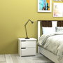 Hanah Home Mesita de Noche Moderna Blanca 2 Cajones, 45x45x40 cm